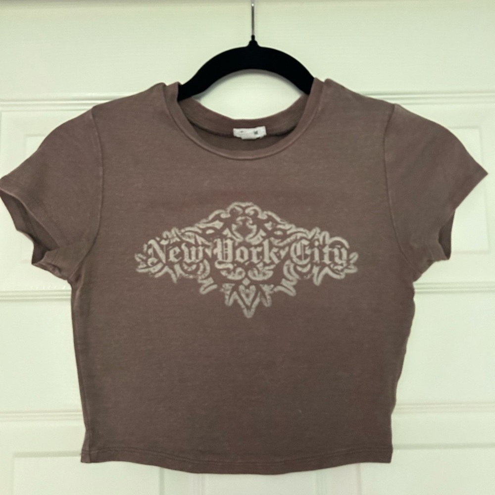 Garage Brown and White NYC Crop Top